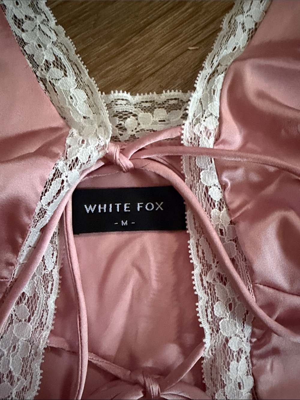 White Fox Boutique Pink Lace-Trim Satin Tank - Picture 2 of 3